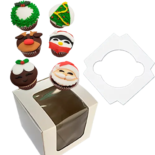 [COD1133] CAJA CUPCAKE INDIVIDUAL C/VENTANA 8X8X7.5 CM